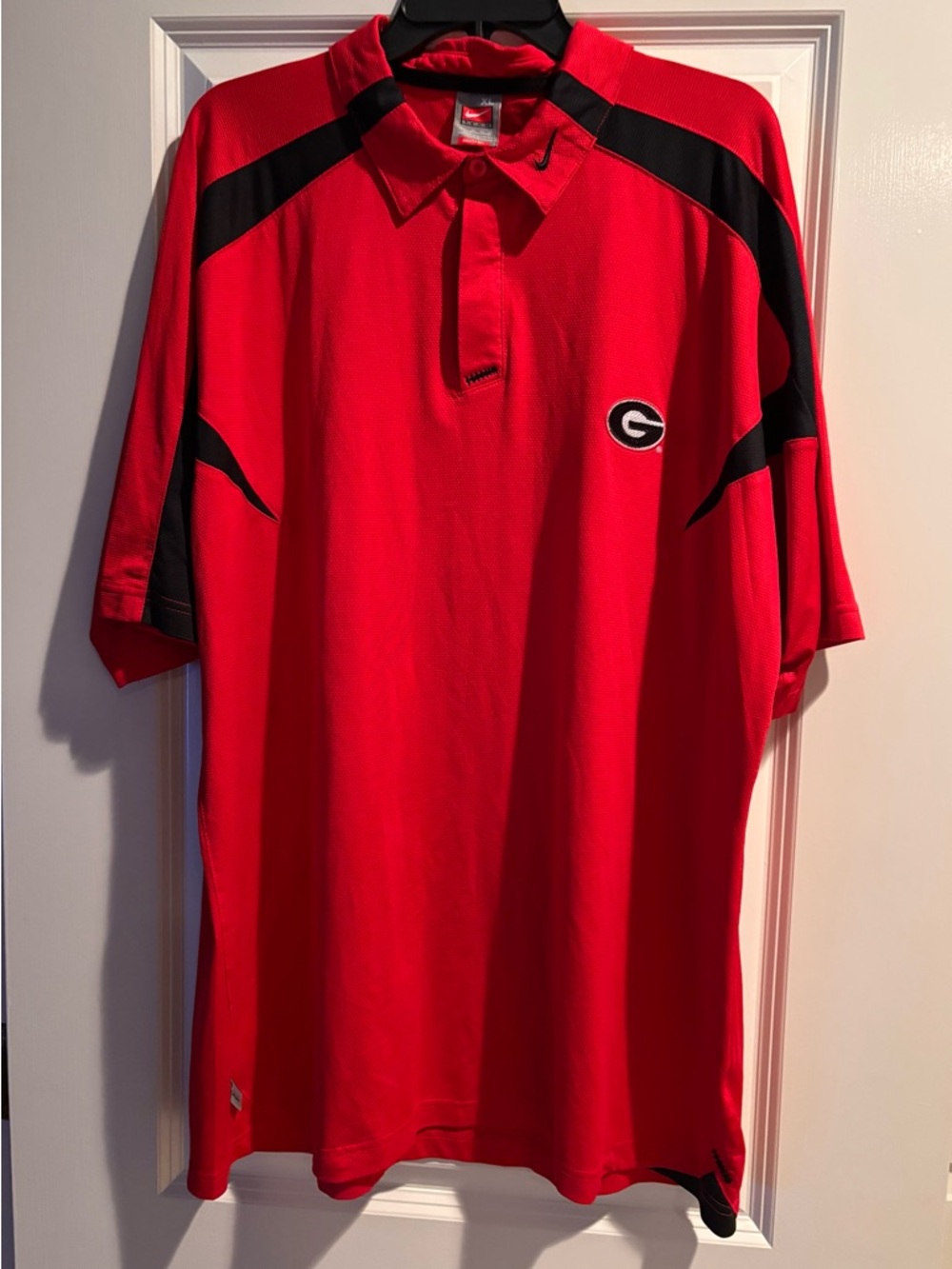 Nike UGA Georgia Bulldogs Polo Shirt Men’s XL Red Black Dri Fit Golf